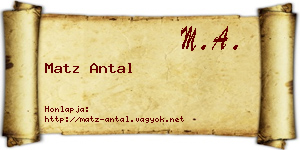 Matz Antal névjegykártya